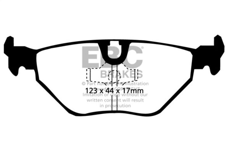 EBC 98-02 BMW Z3 3.2 (M-Coupe) Greenstuff Rear Brake Pads - DP2690 for 1988-1995 BMW 7 Series - front view