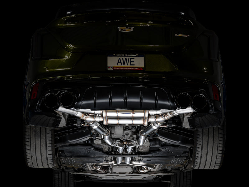 AWE Tuning 2021+ Cadillac CT4-V Blackwing SwitchPath Exhaust - Diamond Black Tips - 3025-43436