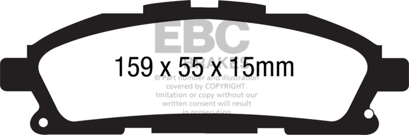 EBC 08-13 Infiniti EX35 3.5 Ultimax2 Rear Brake Pads - UD1288 for 2002-2023 Nissan Maxima - front view