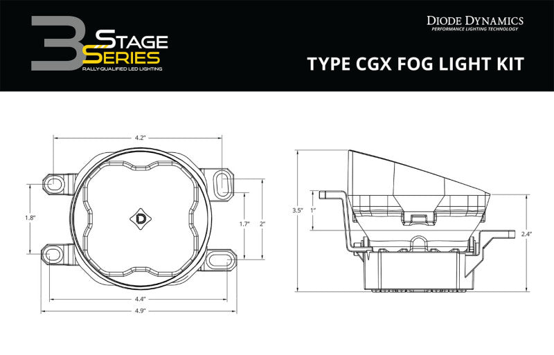 Diode Dynamics SS3 Sport Type CGX Kit ABL - White SAE Fog - DD7197 for 2010-2020 Toyota Sienna - detail view