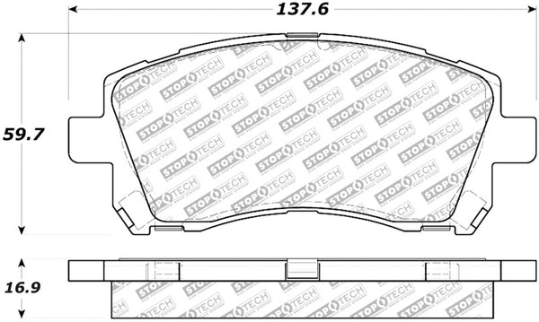 StopTech Street Select Brake Pads - Front/Rear - 305.07210 for 1998-2003 Subaru Impreza - front view