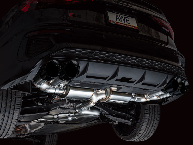 AWE 22-24 Audi 8Y S3 Touring Edition Exhaust - Diamond Black Tips - 3015-43897