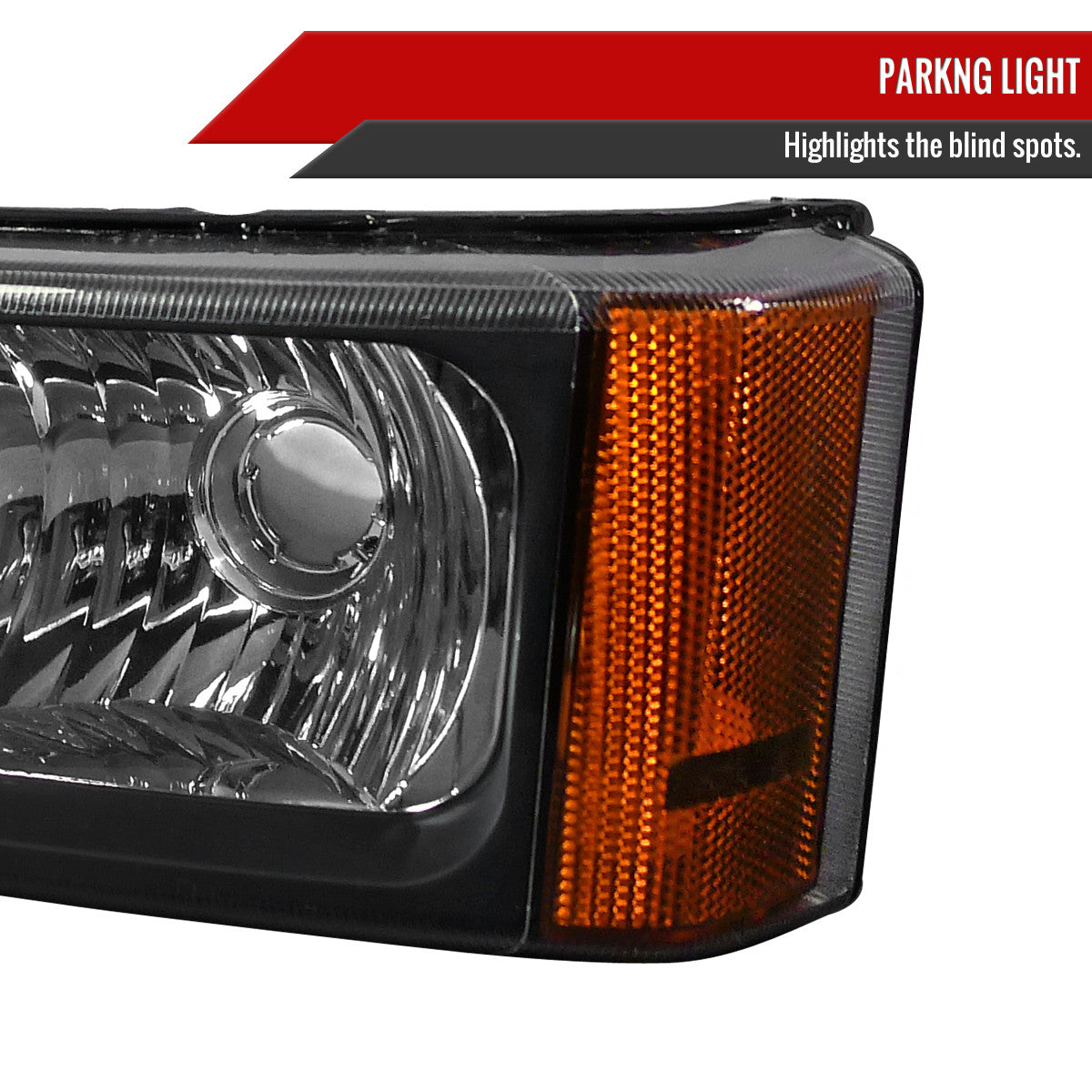 Spec-D Tuning - 2002-2007 Chevrolet Silverado/Avalanche Bumper Lights (Matte Black Housing/Clear Lens) - 2LB-SIV04JM-RS