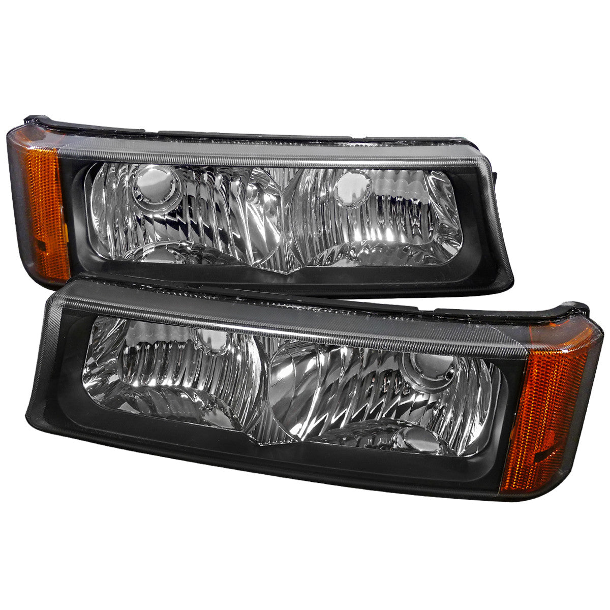 Spec-D Tuning - 2002-2007 Chevrolet Silverado/Avalanche Bumper Lights (Matte Black Housing/Clear Lens) - 2LB-SIV04JM-RS