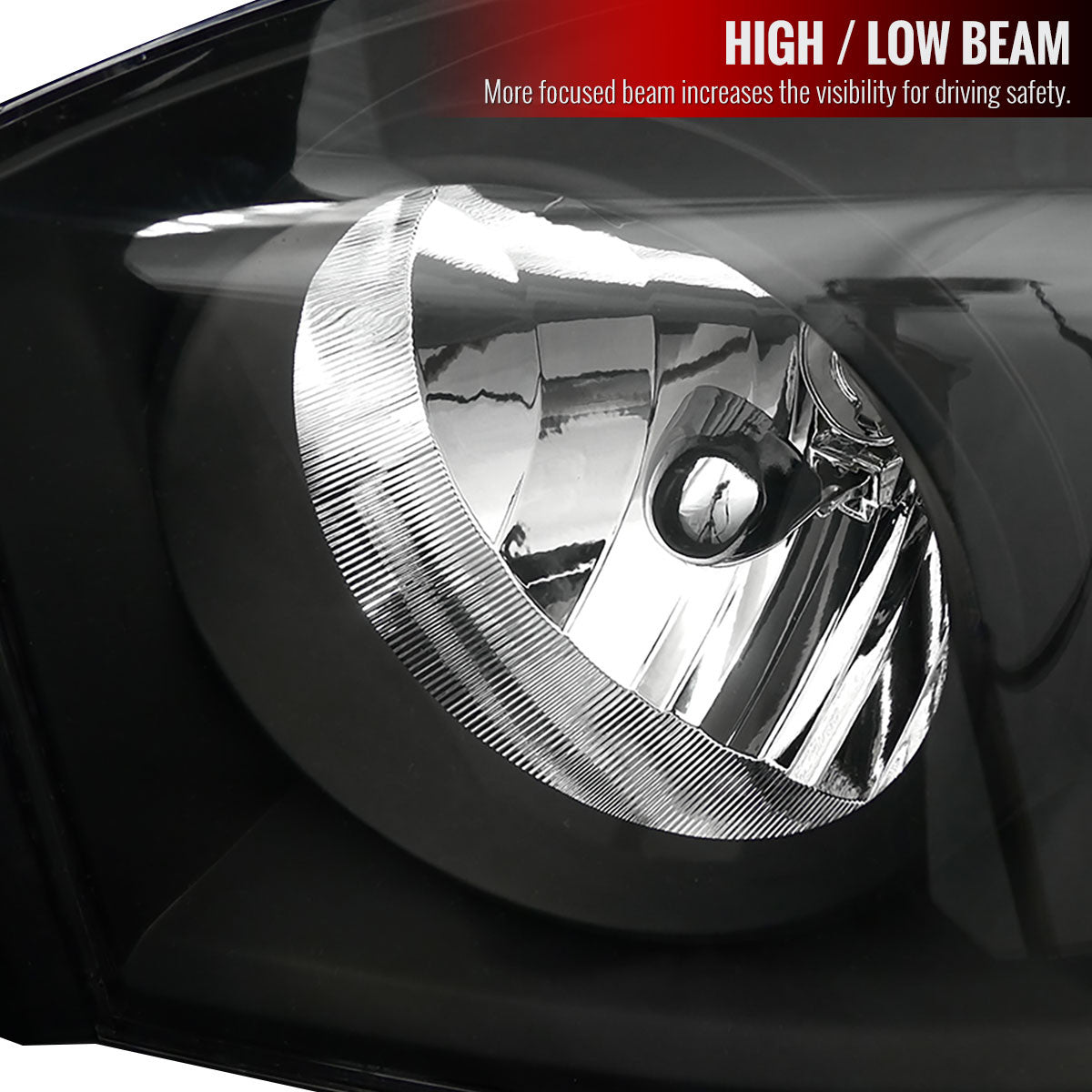 Spec-D Tuning - 2006-2008 Dodge RAM 1500/ 2006-2009 RAM 2500 3500 Factory Style Crystal Headlights (Matte Black Housing/Clear Lens) - 2LH-DGP06JM-RS