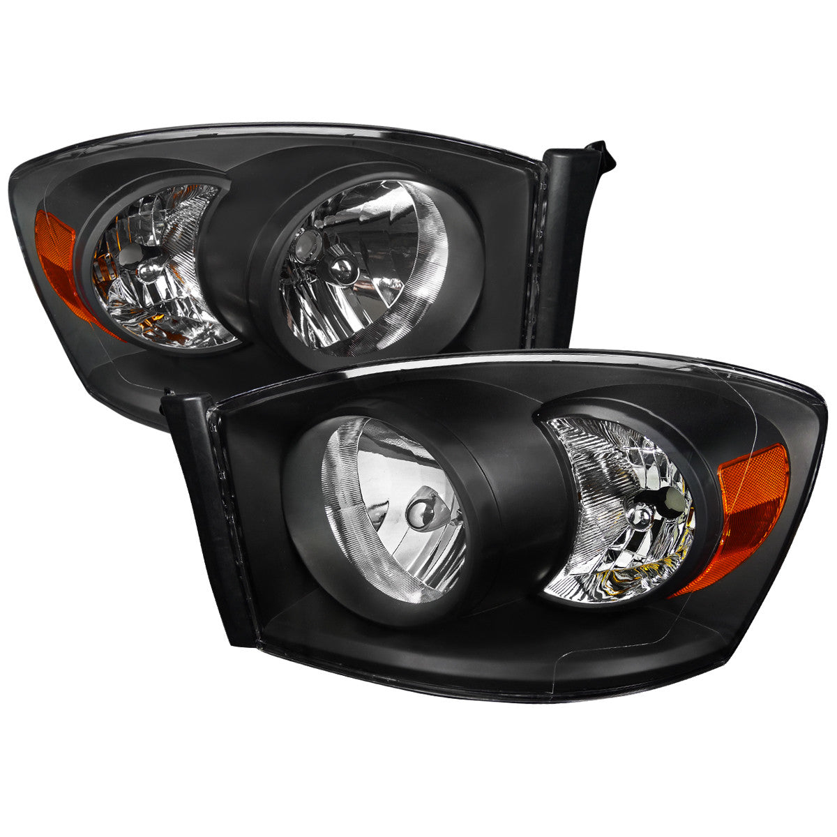 Spec-D Tuning - 2006-2008 Dodge RAM 1500/ 2006-2009 RAM 2500 3500 Factory Style Crystal Headlights (Matte Black Housing/Clear Lens) - 2LH-DGP06JM-RS