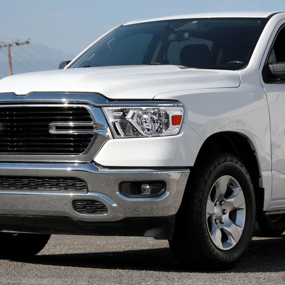 Spec-D Tuning - 2019-2024 Dodge Ram 1500 Factory Style Crystal Headlight - Driver Side Only (Chrome Housing / Clear Lens) - 2LH-RAM1915-L-RS