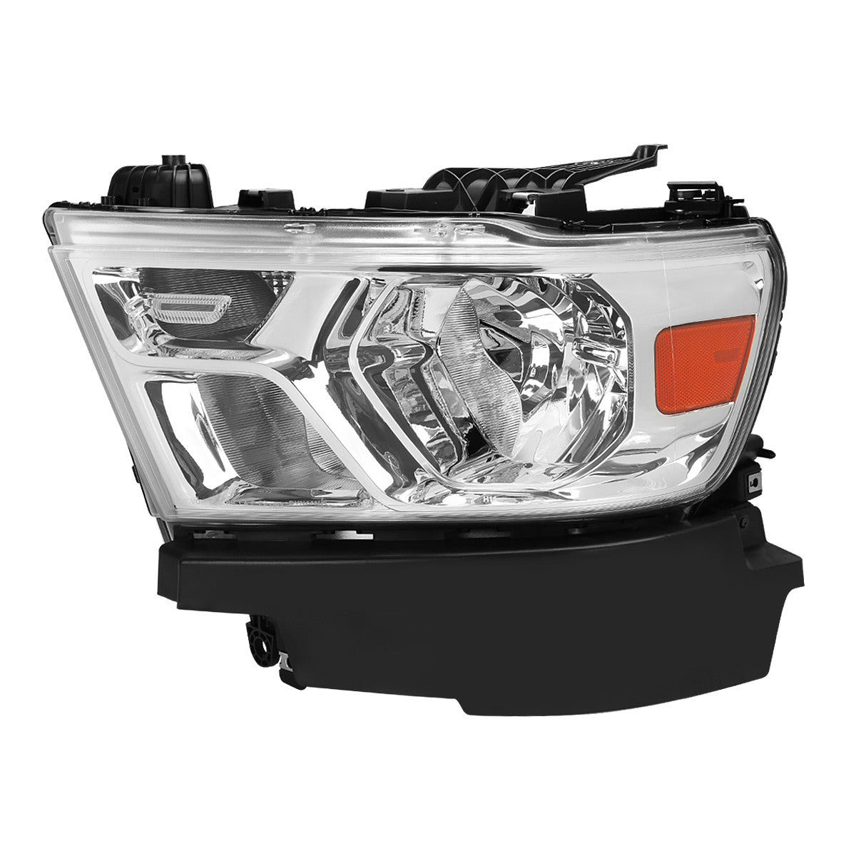 Spec-D Tuning - 2019-2024 Dodge Ram 1500 Factory Style Crystal Headlight - Driver Side Only (Chrome Housing / Clear Lens) - 2LH-RAM1915-L-RS