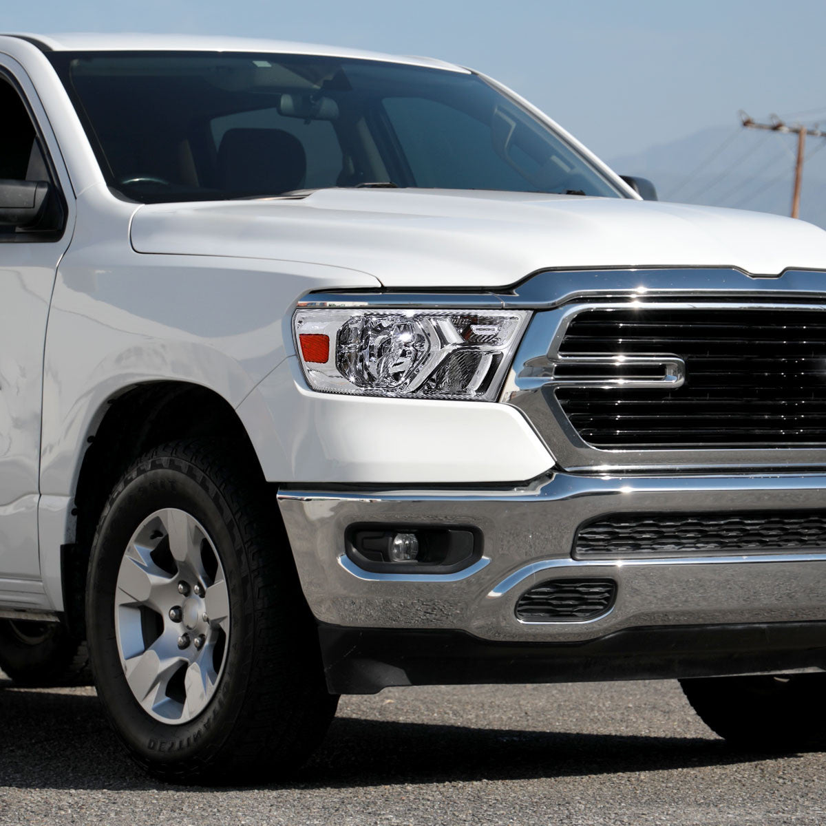 Spec-D Tuning - 2019-2024 Dodge Ram 1500 Factory Style Crystal Headlight - Passenger Side Only (Chrome Housing / Clear Lens) - 2LH-RAM1915-R-RS
