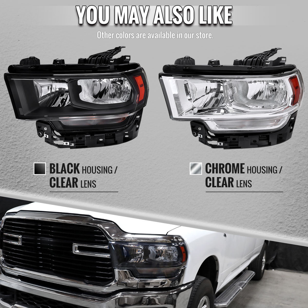 Spec-D Tuning - 2019-2024 Dodge Ram 2500 3500 Factory Style Crystal Headlight - Driver Side Only (Black Housing / Clear Lens) - 2LH-RAM1925JM-L-RS