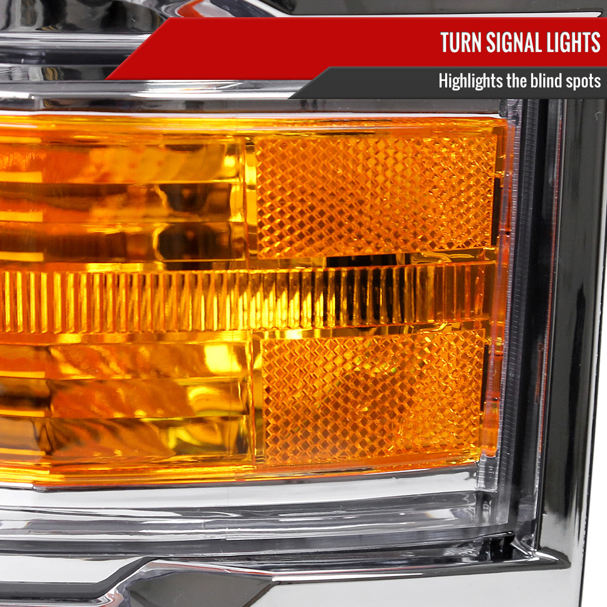 Spec-D Tuning - 2014-2015 Chevrolet Silverado 1500 Factory Style Headlights w/ Amber Reflectors (Chrome Housing/Clear Lens) - 2LH-SIV14-RS
