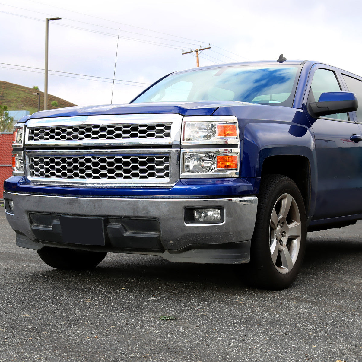 Spec-D Tuning - 2014-2015 Chevrolet Silverado 1500 Factory Style Headlights w/ Amber Reflectors (Chrome Housing/Clear Lens) - 2LH-SIV14-RS