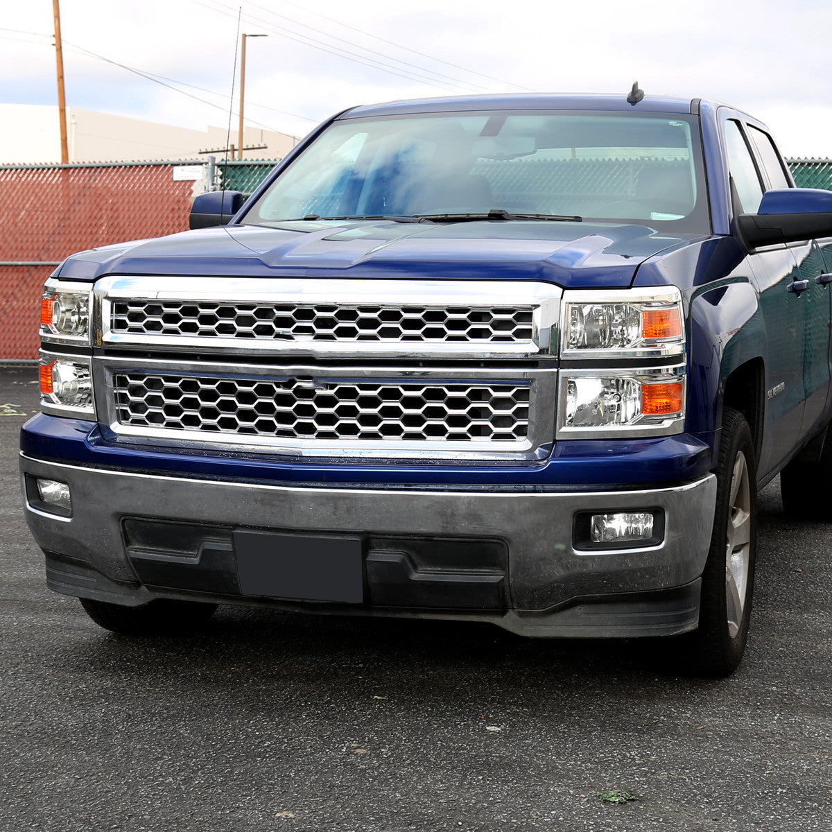 Spec-D Tuning - 2014-2015 Chevrolet Silverado 1500 Factory Style Headlights w/ Amber Reflectors (Chrome Housing/Clear Lens) - 2LH-SIV14-RS