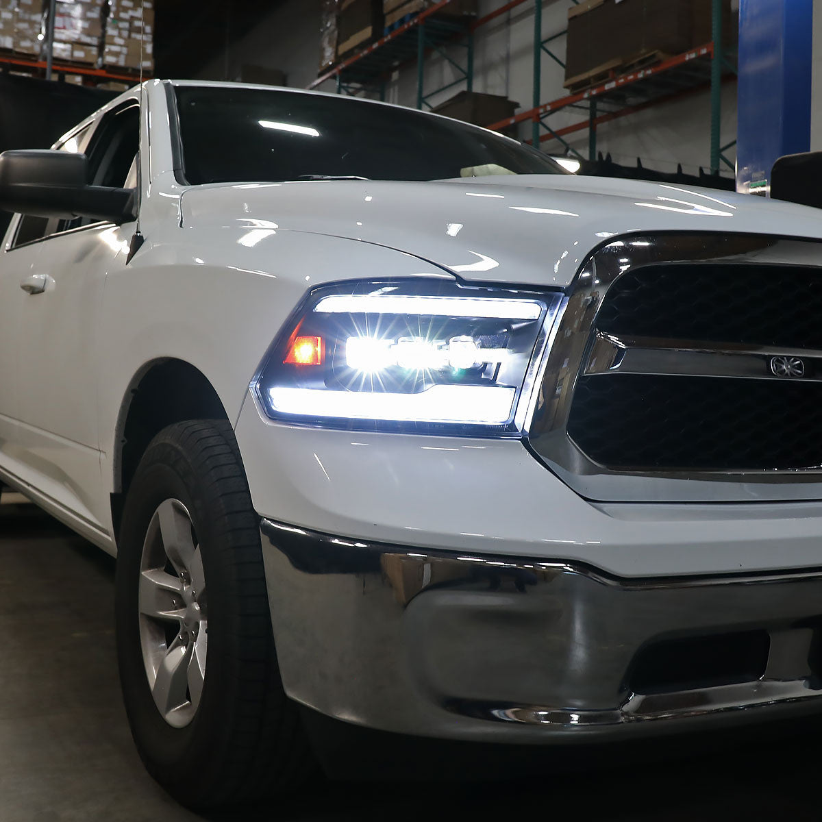 Spec-D Tuning - 2009-2018 Dodge RAM 1500 / 2019 RAM Classic / 2010-2018 RAM 2500 3500 Switchback Sequential Full LED Projector Headlights (Matte Black Housing/Clear Lens) - 2LHE-RAM09JM-SQ-RS