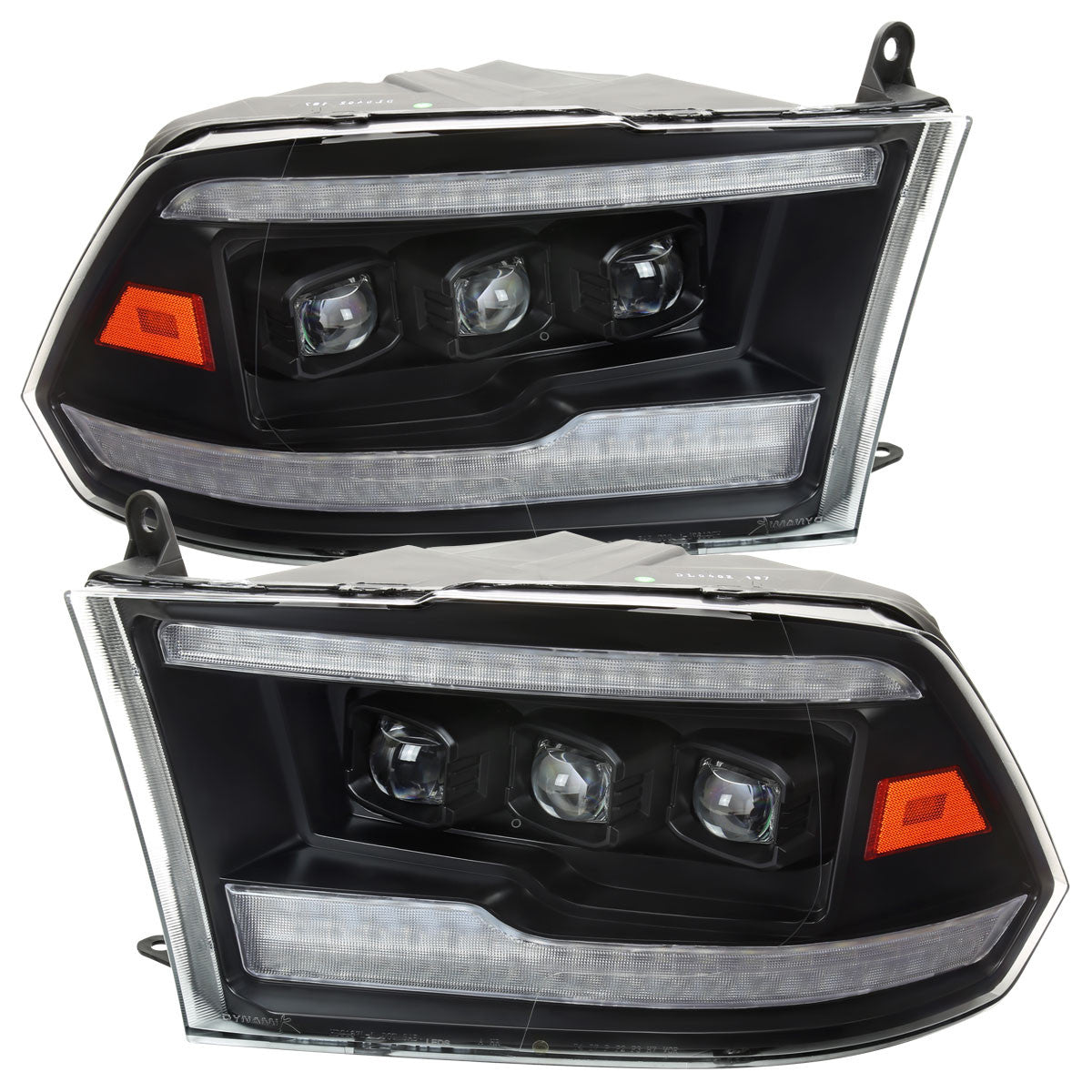 Spec-D Tuning - 2009-2018 Dodge RAM 1500 / 2019 RAM Classic / 2010-2018 RAM 2500 3500 Switchback Sequential Full LED Projector Headlights (Matte Black Housing/Clear Lens) - 2LHE-RAM09JM-SQ-RS