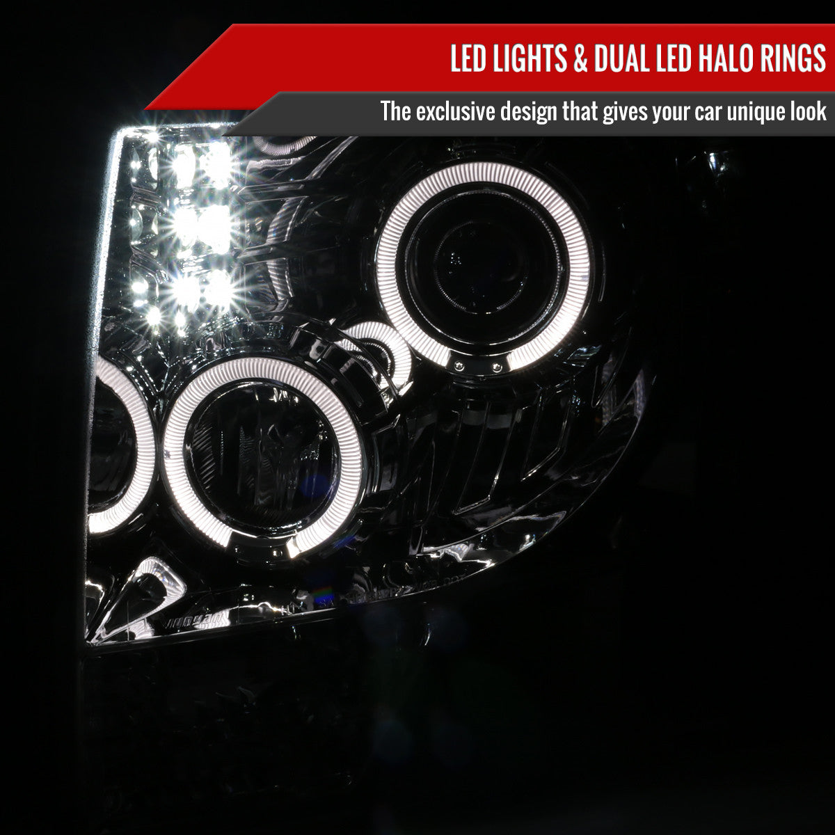 Spec-D Tuning - 2009-2014 Ford F-150 Dual Halo Projector Headlights (Chrome Housing/Clear Lens) - 2LHP-F15009-TM