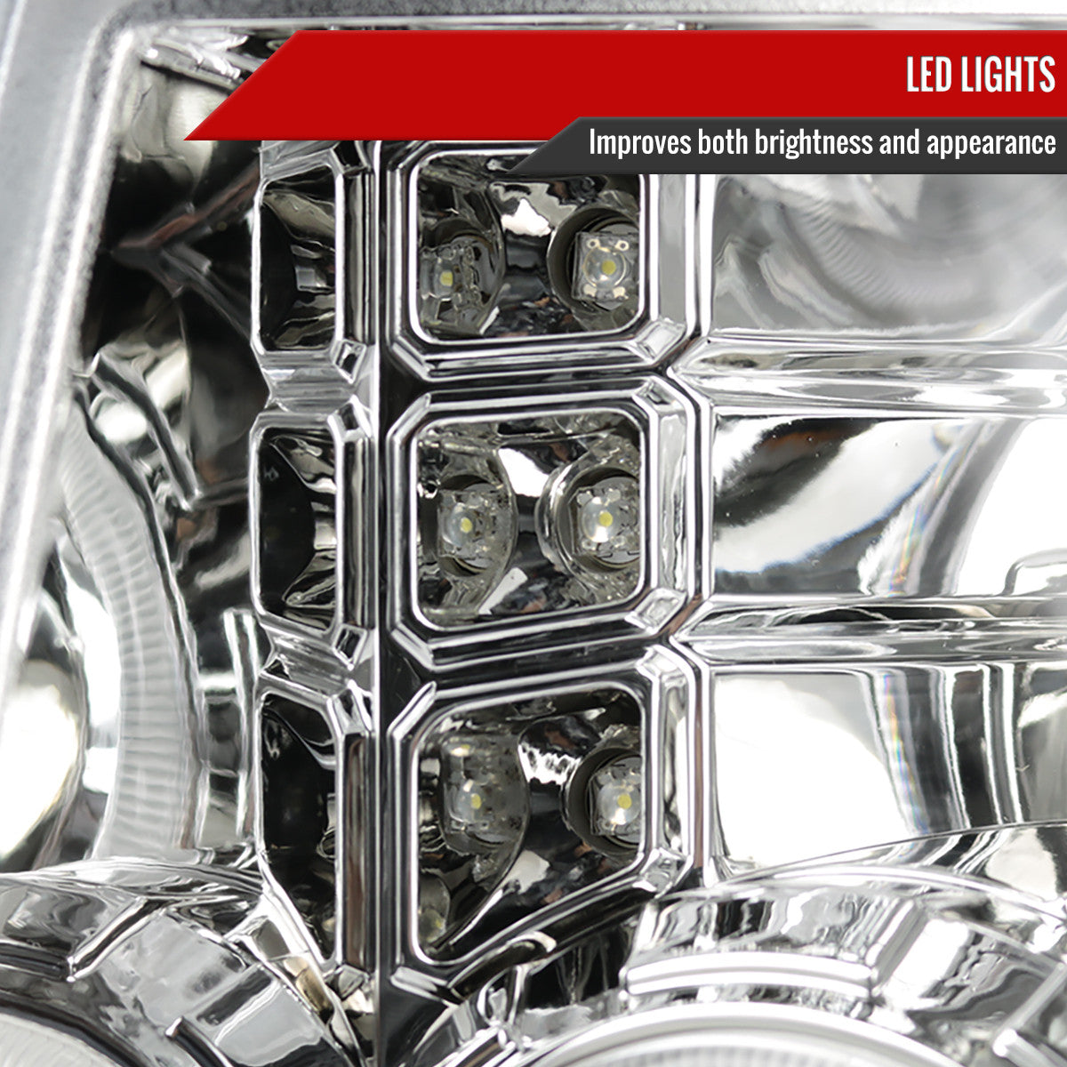 Spec-D Tuning - 2009-2014 Ford F-150 Dual Halo Projector Headlights (Chrome Housing/Clear Lens) - 2LHP-F15009-TM