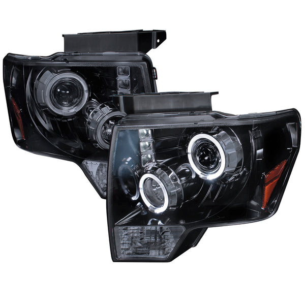 Spec-D Tuning - 2009-2014 Ford F-150 Dual Halo Projector Headlights (Glossy Black Housing/Smoked Lens) - 2LHP-F15009G-TM