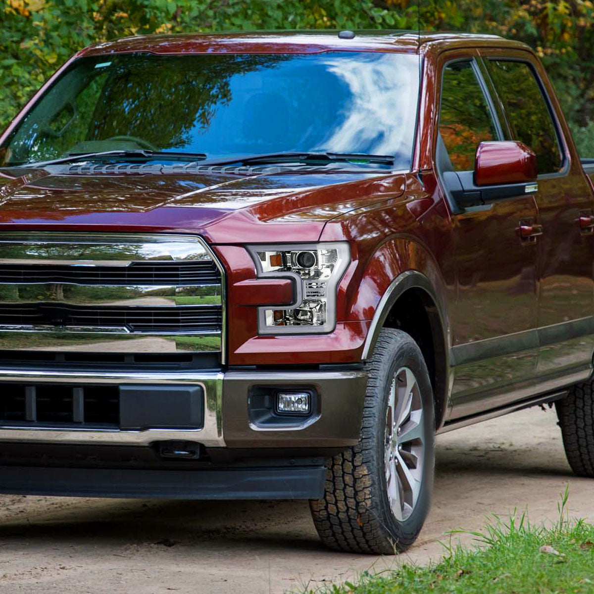 Spec-D Tuning - 2015-2017 Ford F-150 LED Bar Projector Headlights (Chrome Housing/Clear Lens) - 2LHP-F15015-TM