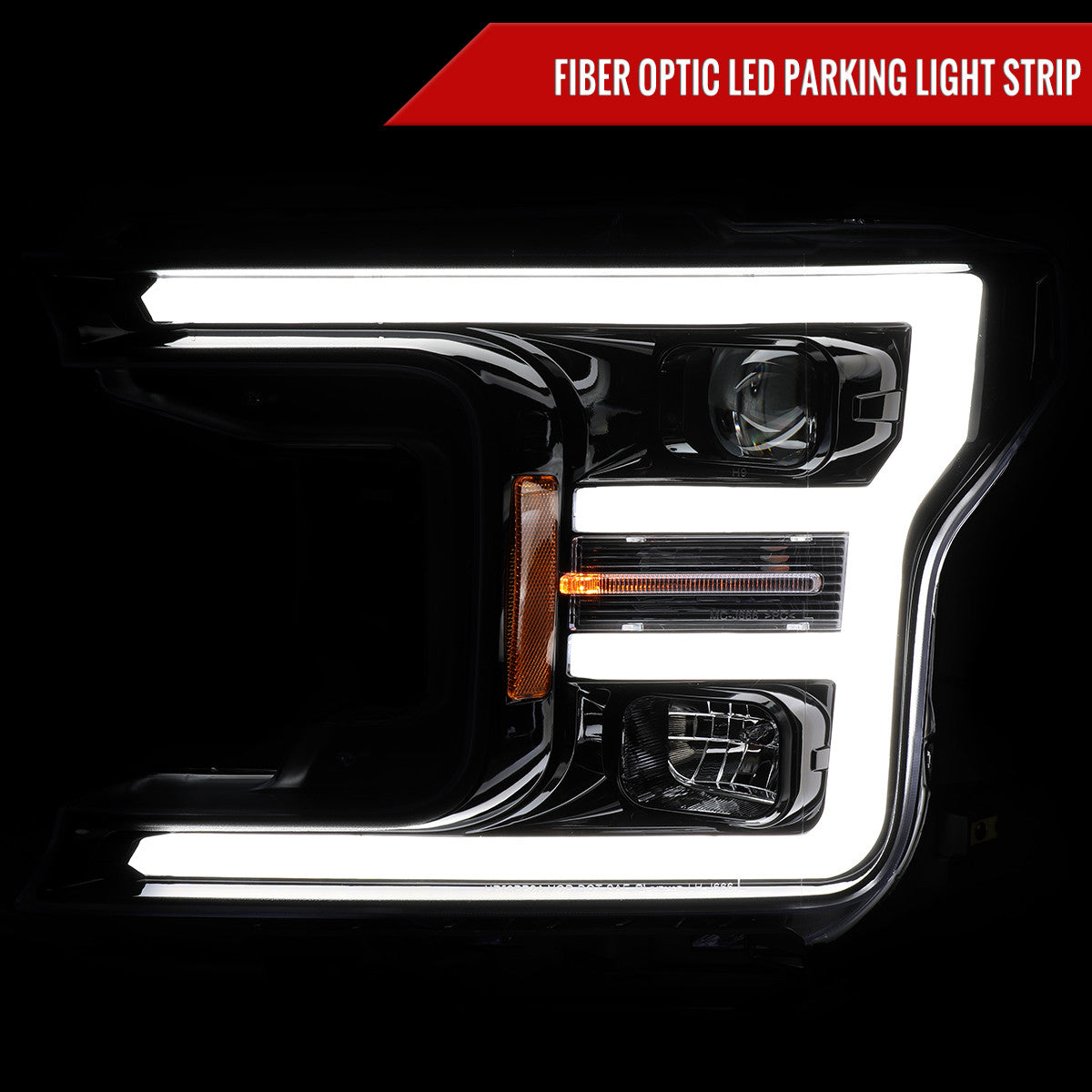 Spec-D Tuning - 2018-2020 Ford F-150 LED C-Bar Projector Headlights (Glossy Black Housing / Clear Lens) - 2LHP-F15018BK-TM