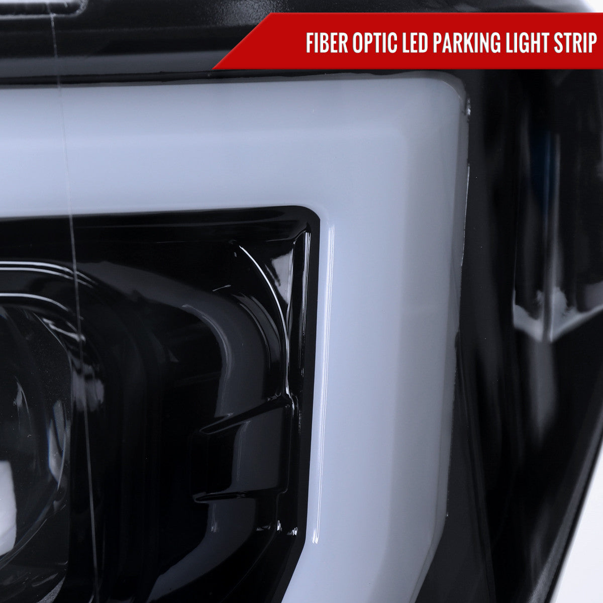 Spec-D Tuning - 2018-2020 Ford F-150 LED C-Bar Projector Headlights (Black Housing / Smoked Lens) - 2LHP-F15018G-TM