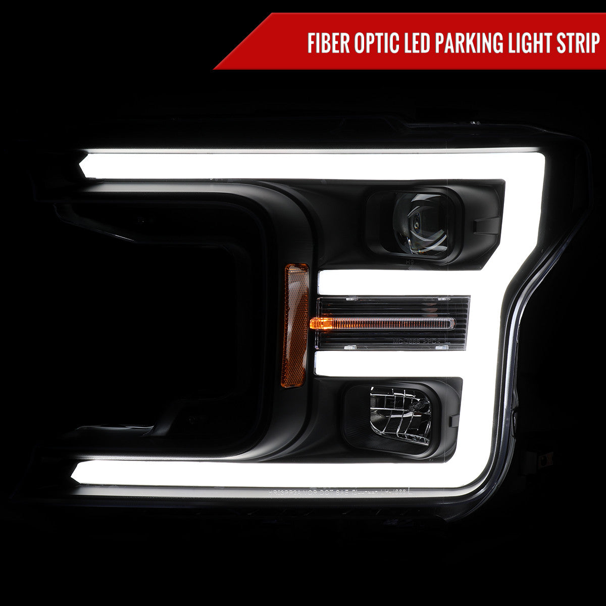 Spec-D Tuning - 2018-2020 Ford F-150 LED C-Bar Projector Headlights (Black Housing / Clear Lens) - 2LHP-F15018JM-TM