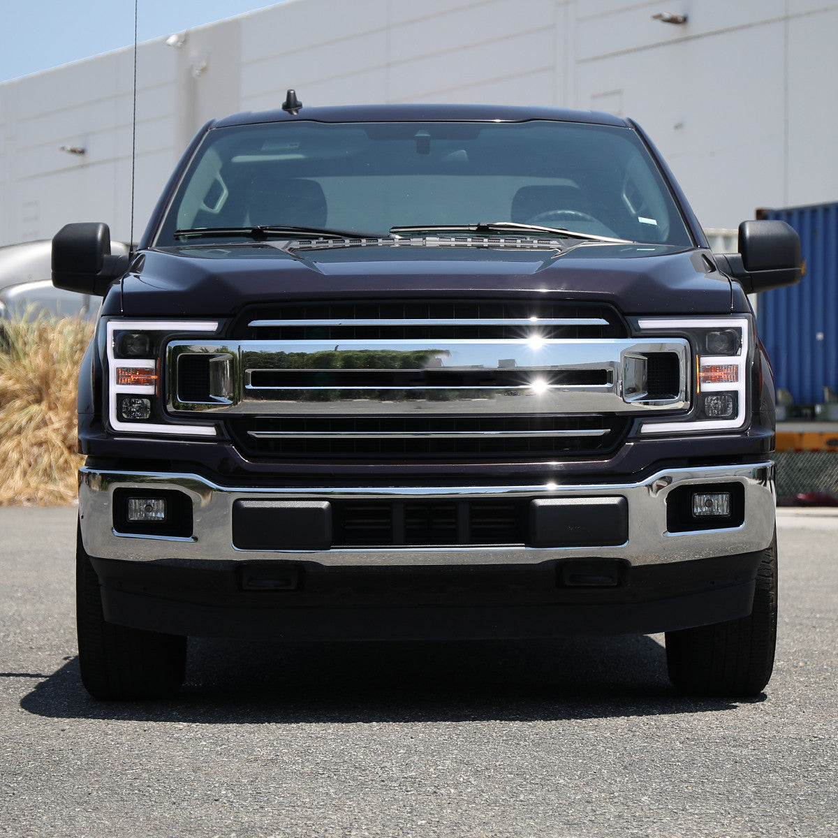 Spec-D Tuning - 2018-2020 Ford F-150 LED C-Bar Projector Headlights (Black Housing / Clear Lens) - 2LHP-F15018JM-TM