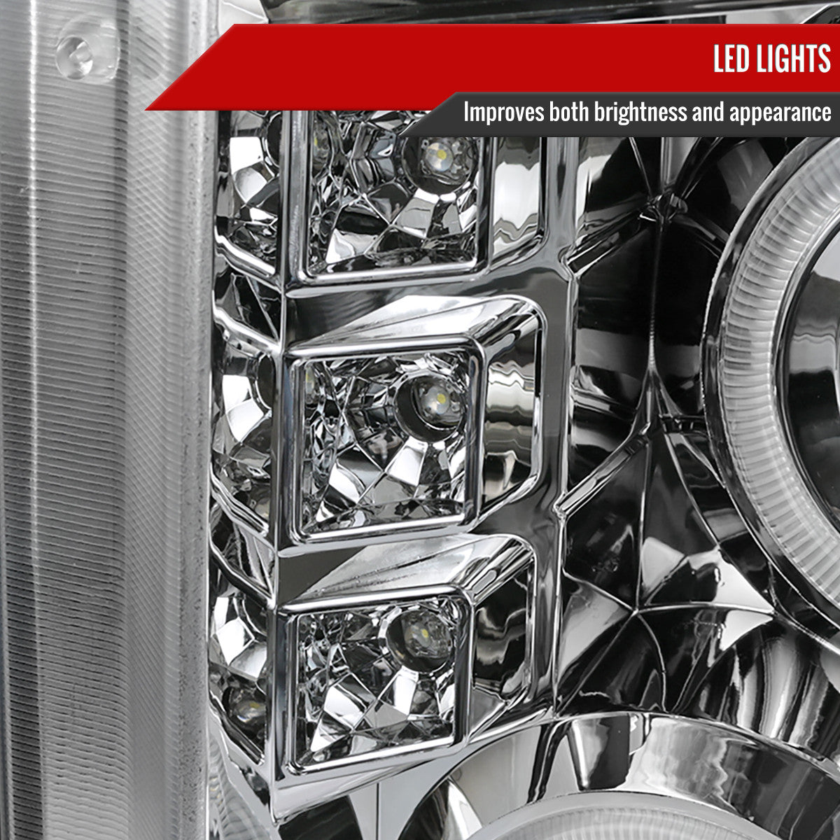 Spec-D Tuning - 2008-2010 Ford F-250 F-350 F-450 Dual Halo Projector Headlights (Chrome Housing/Clear Lens) - 2LHP-F25008-TM