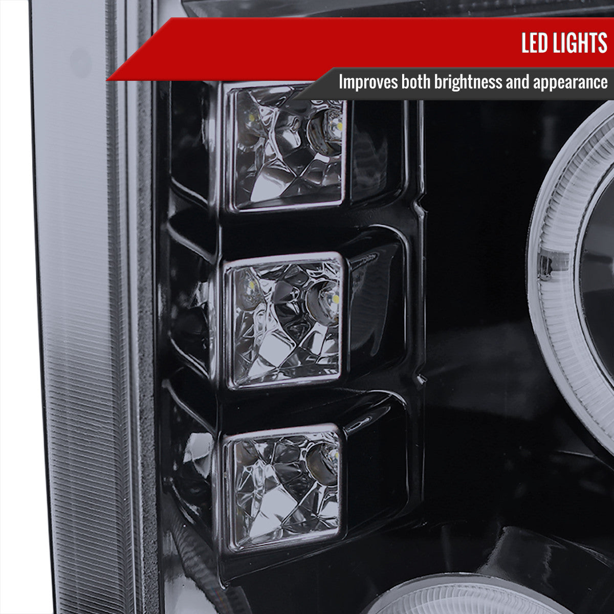 Spec-D Tuning - 2008-2010 Ford F-250 F-350 F-450 Dual Halo Projector Headlights (Glossy Black Housing/Smoked Lens) - 2LHP-F25008G-TM