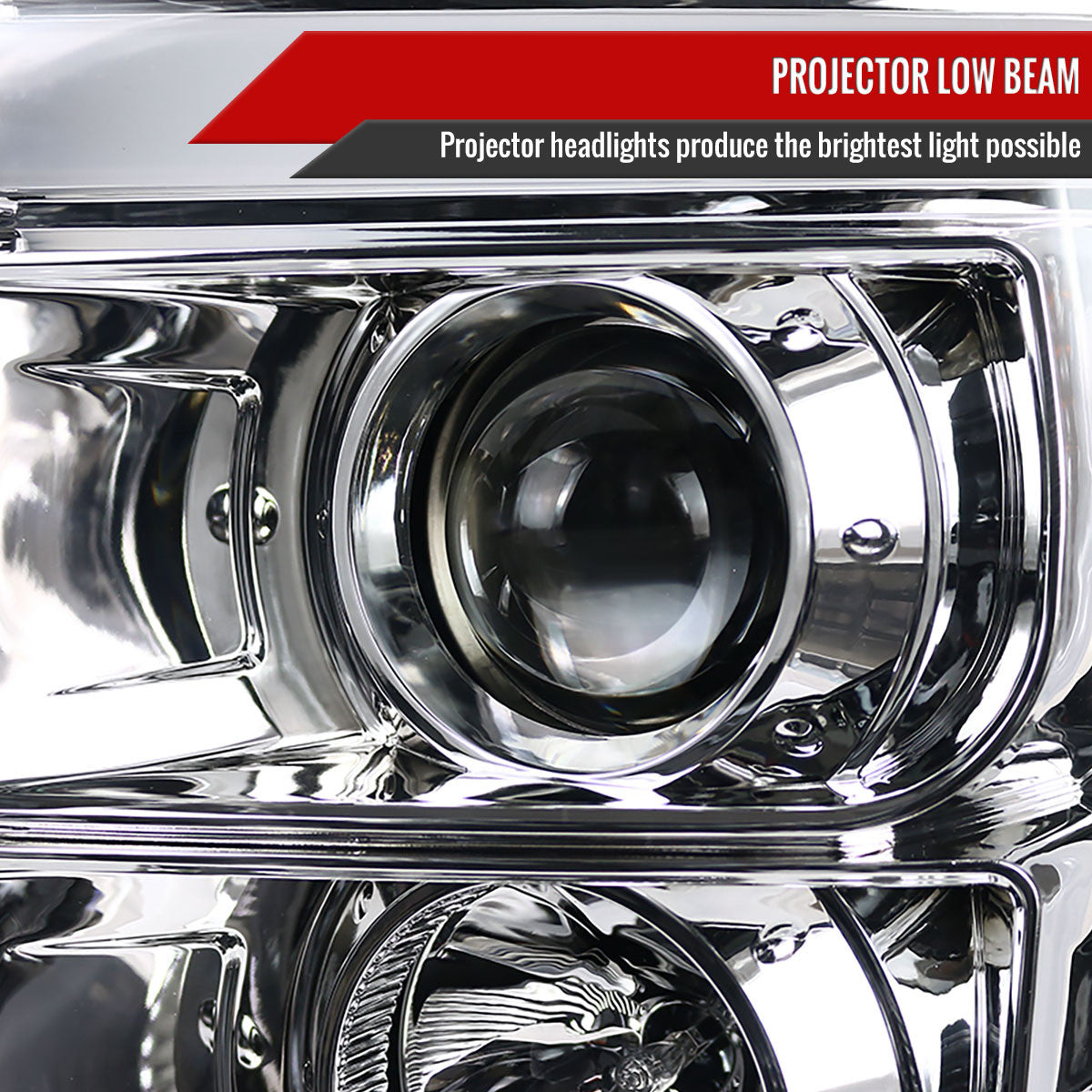 Spec-D Tuning - 2011-2016 F-250/F-350/F-450/F-550 LED C-Bar Projector Headlights (Chrome Housing/Clear Lens) - 2LHP-F25011-TM