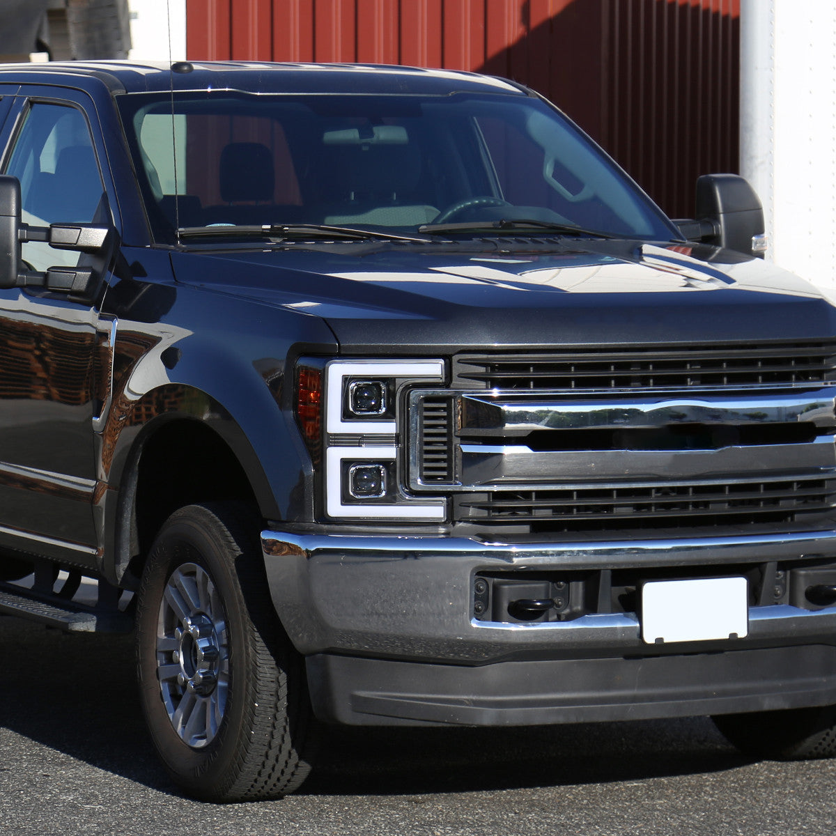 Spec-D Tuning - 2017-2019 Ford F-250 F-350 F-450 F-550 LED C-Bar Projector Headlights w/ Switchback Sequential Turn Signals (Black Housing/Clear Lens) - 2LHP-F25017JM-SQ-RS