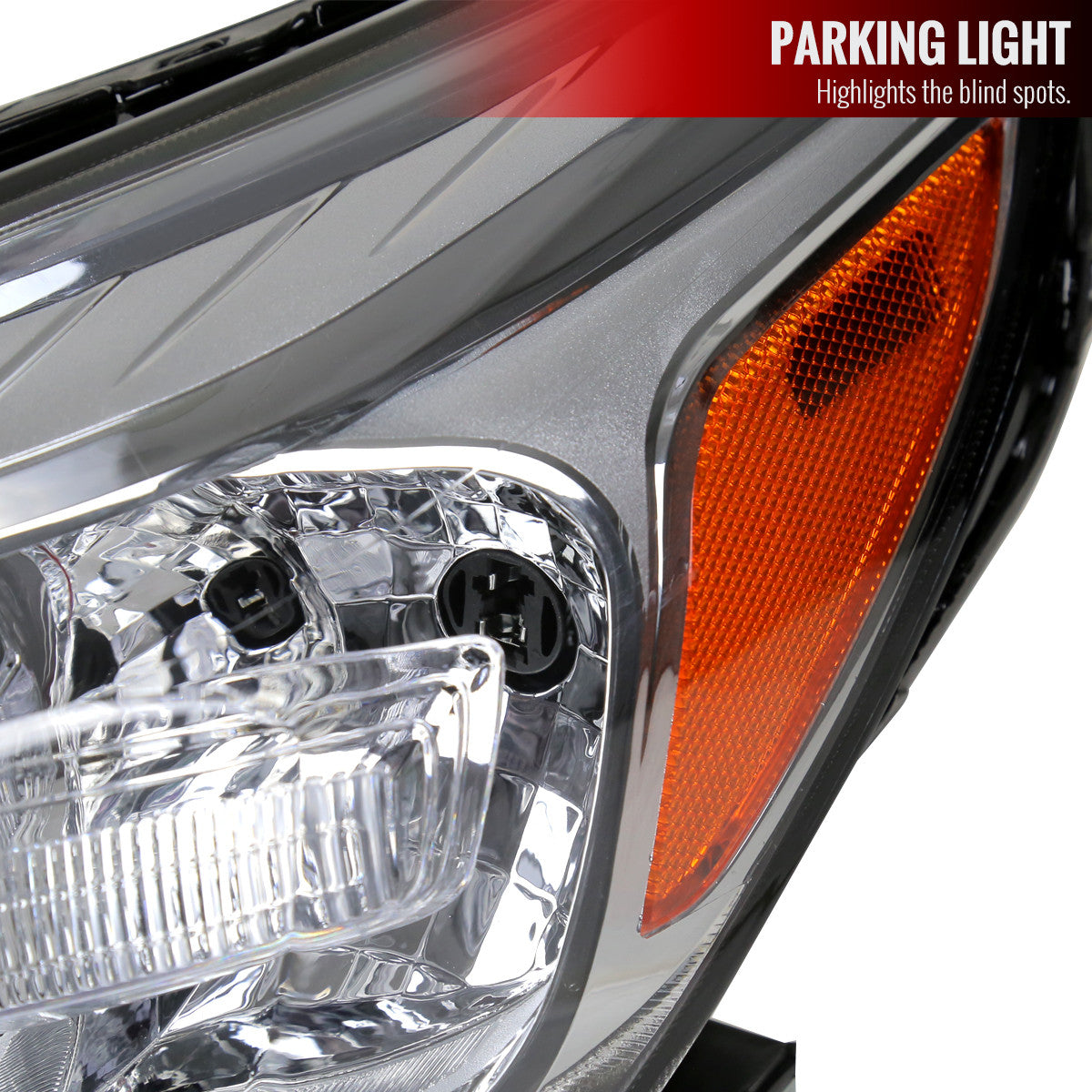 Spec-D Tuning - 2013-2015 Chevrolet Malibu / 2016 Malibu Limited Projector Headlights w/ Amber Reflectors (Chrome Housing/Clear Lens) - 2LHP-MBU13-GO