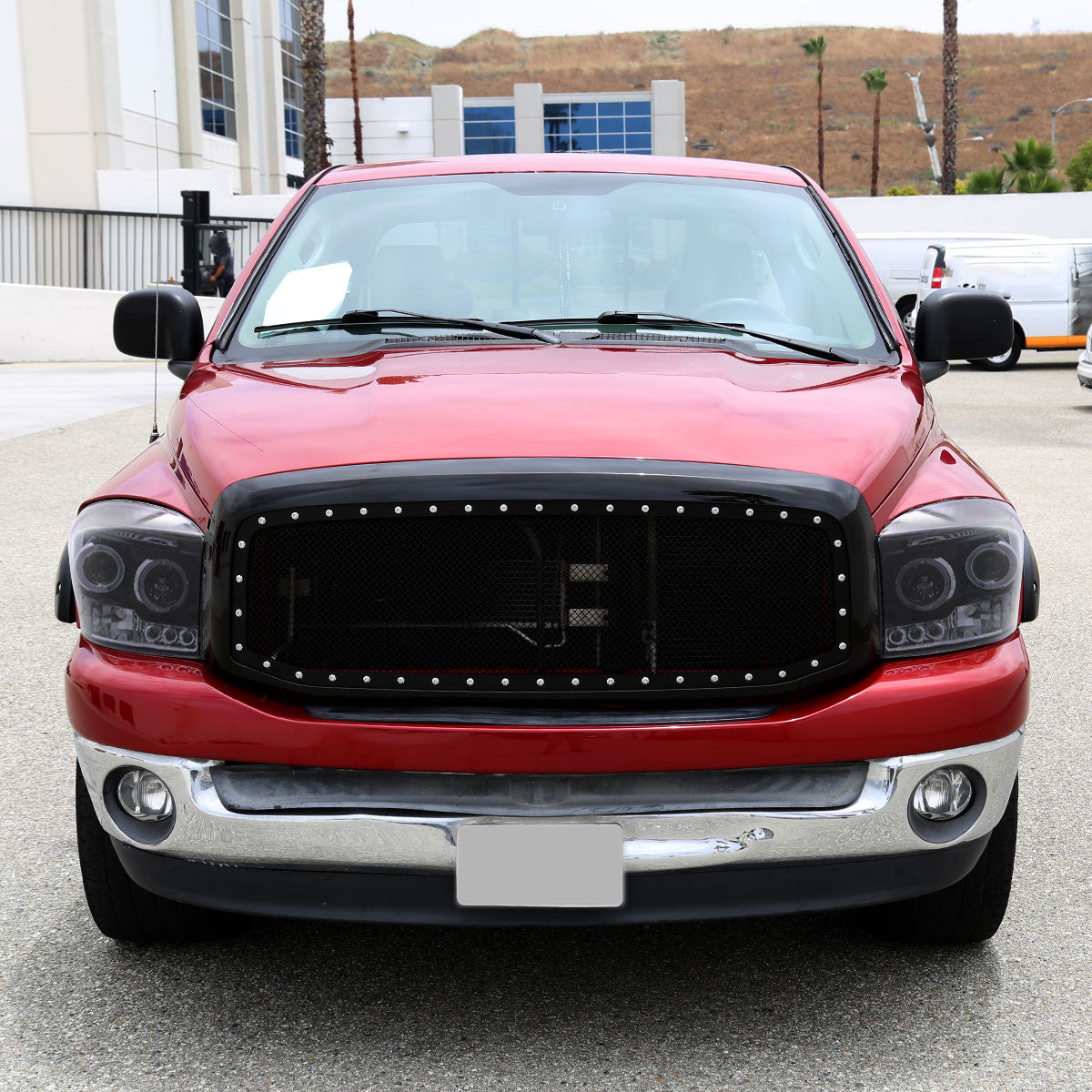Spec-D Tuning - 2006-2008 Dodge RAM 1500/ 2006-2009 RAM 2500 3500 Dual Halo Projector Headlights (Glossy Black Housing/Smoked Lens) - 2LHP-RAM06G-TM