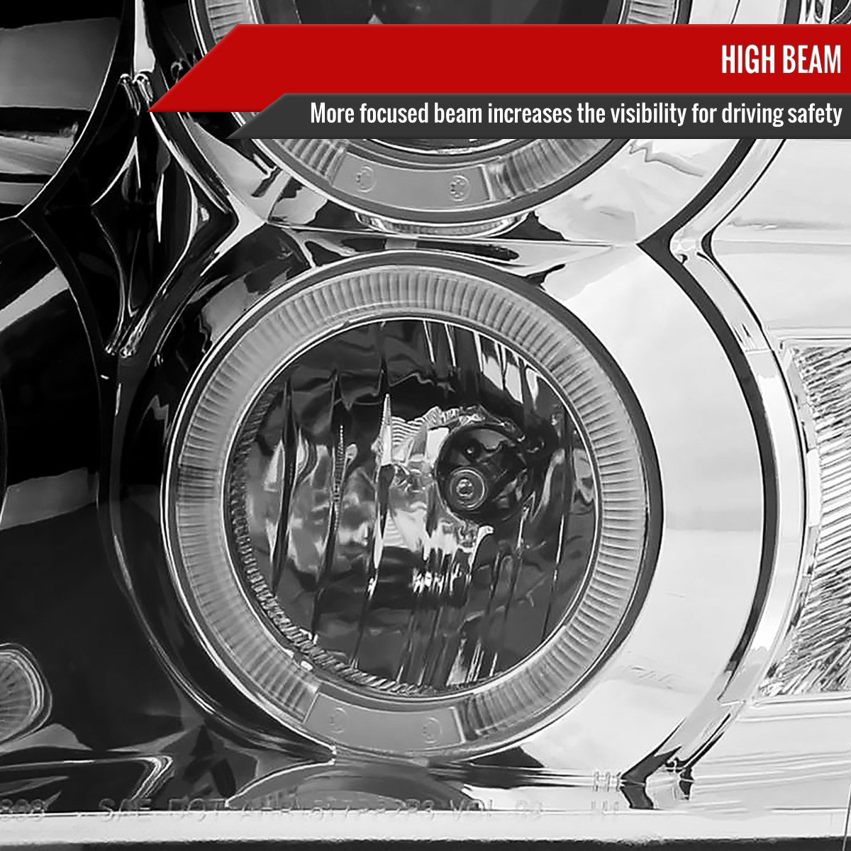 Spec-D Tuning - 2009-2018 Dodge RAM 1500 / 2019-2021 RAM Classic / 2010-2018 RAM 2500 3500 Dual Halo Projector Headlights (Chrome Housing/Clear Lens) - 2LHP-RAM09-TM
