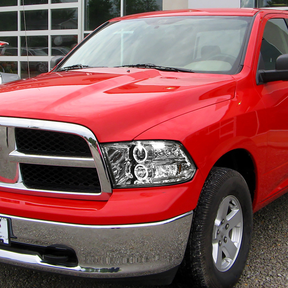 Spec-D Tuning - 2009-2018 Dodge RAM 1500 / 2019-2021 RAM Classic / 2010-2018 RAM 2500 3500 Dual Halo Projector Headlights (Chrome Housing/Clear Lens) - 2LHP-RAM09-TM