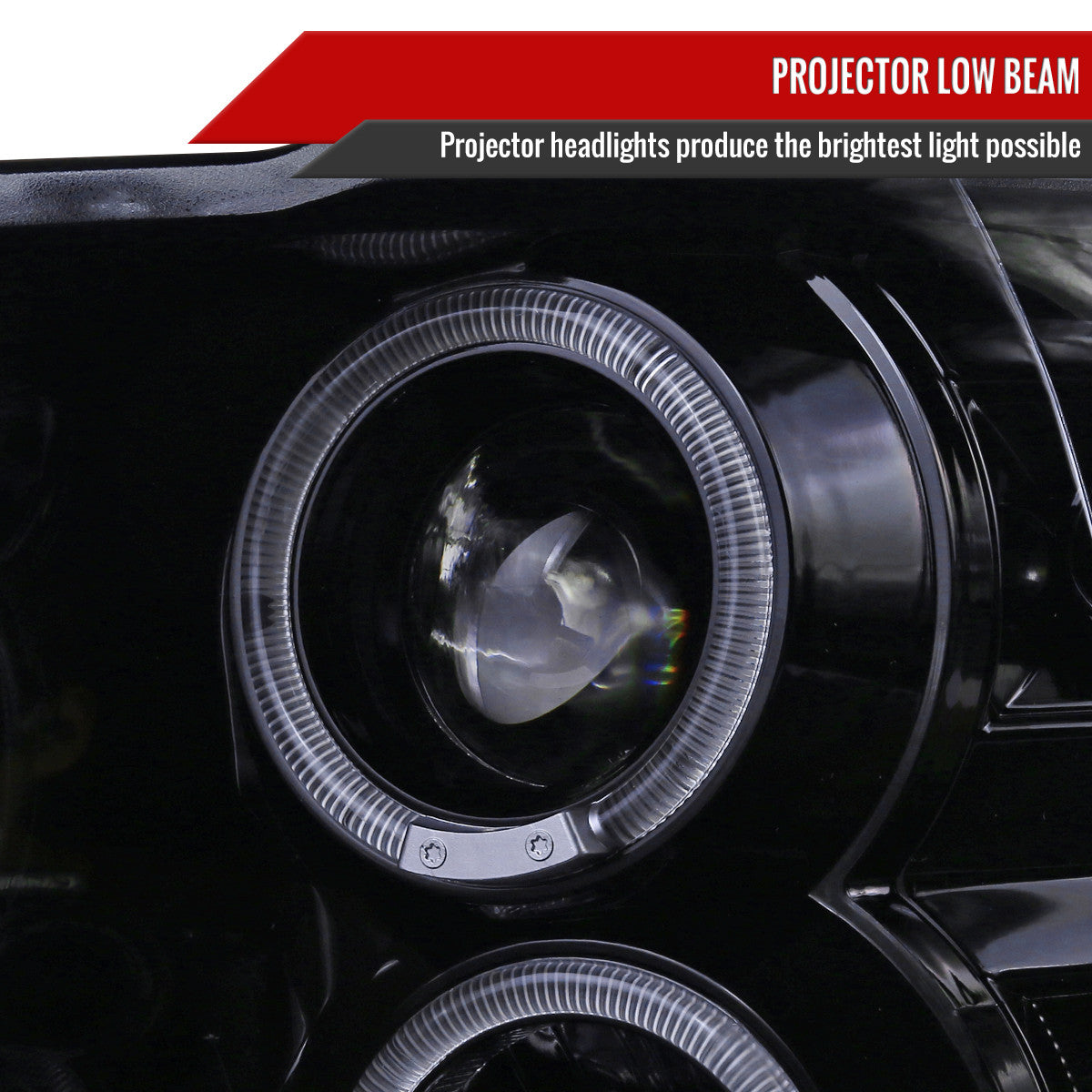 Spec-D Tuning - 2009-2018 Dodge RAM 1500 / 2019-2021 RAM Classic / 2010-2018 RAM 2500 3500 Dual Halo Projector Headlights (Glossy Black Housing/Smoked Lens) - 2LHP-RAM09G-TM