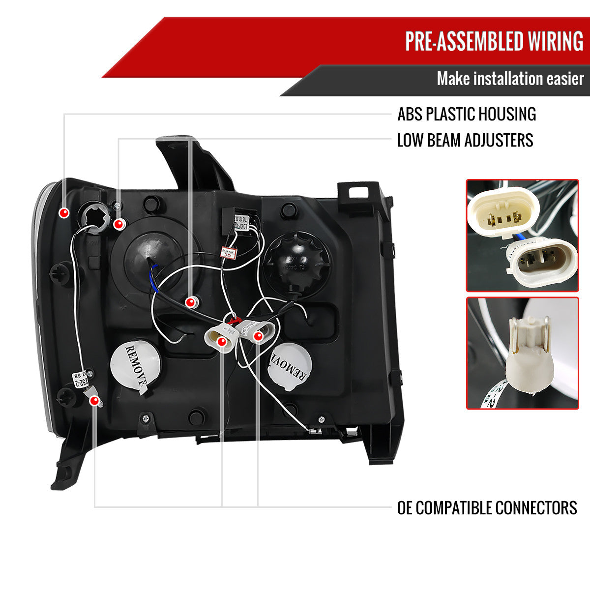 Spec-D Tuning - 2007-2014 GMC Sierra Dual Halo Projector Headlights (Chrome Housing/Clear Lens) - 2LHP-SIE07-TM
