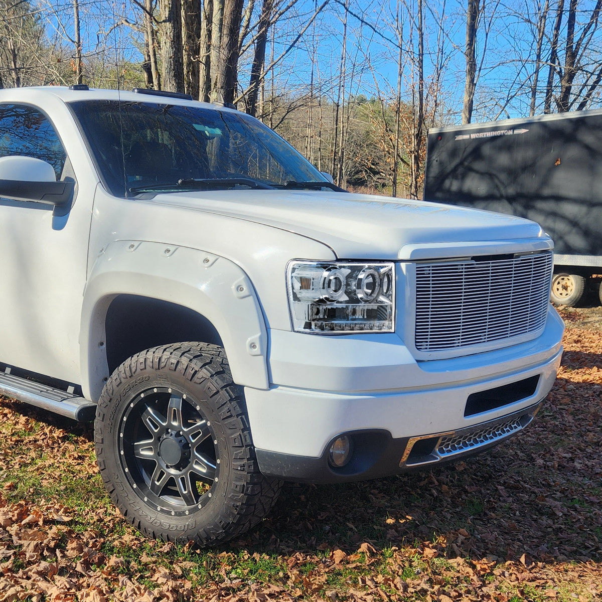 Spec-D Tuning - 2007-2014 GMC Sierra Dual Halo Projector Headlights (Chrome Housing/Clear Lens) - 2LHP-SIE07-TM