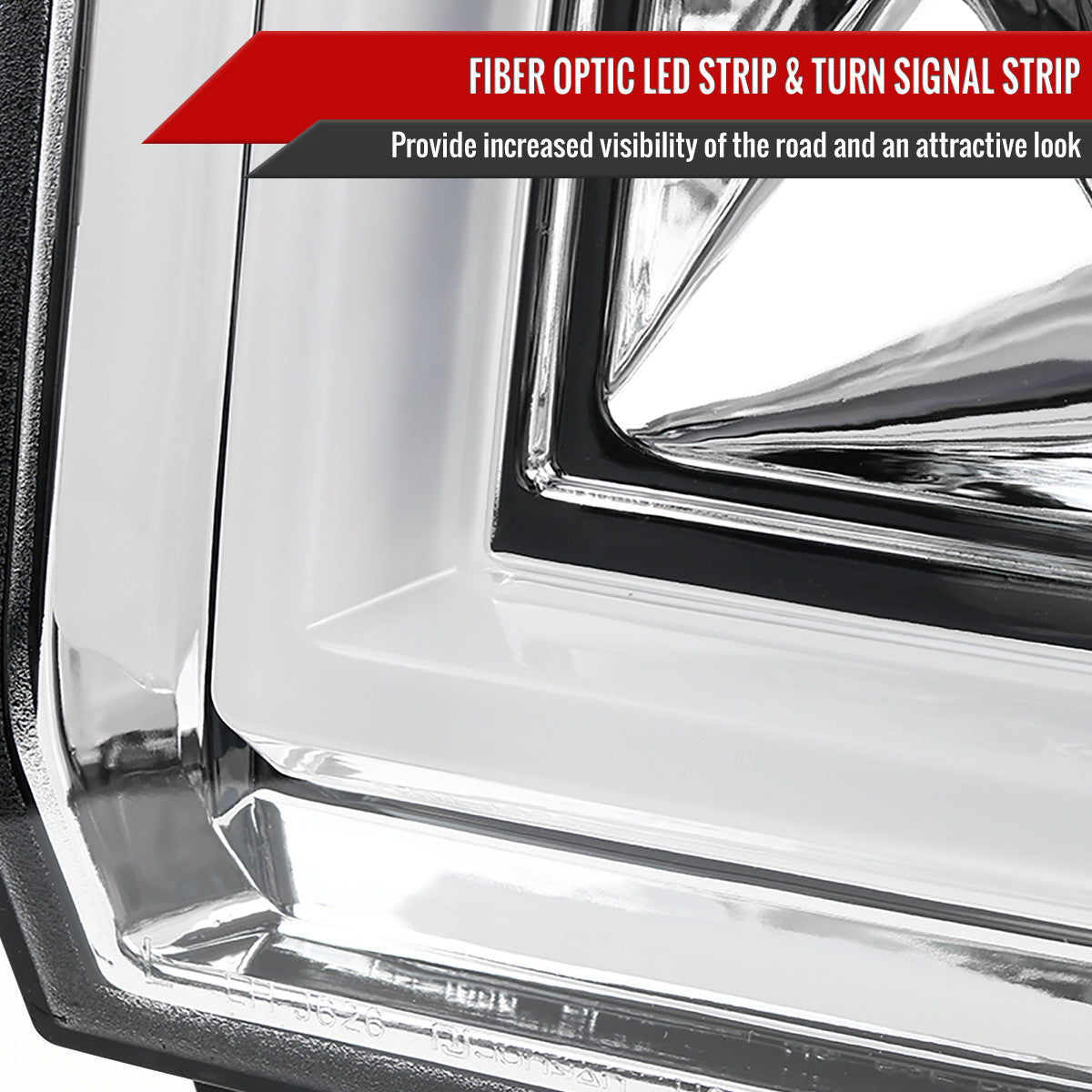 Spec-D Tuning - 2014-2019 GMC Sierra 1500/2500HD/3500HD LED Bar Projector Headlight w/ LED Turn Signals (Chrome Housing/Clear Lens) - 2LHP-SIE14-TM
