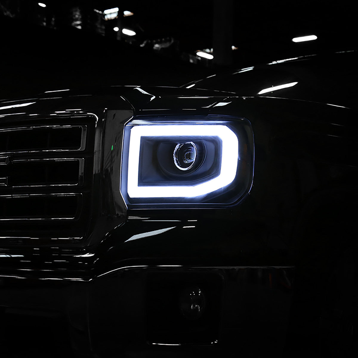 Spec-D Tuning - 2014-2019 GMC Sierra 1500/2500HD/3500HD LED Bar Projector Headlights w/ LED Turn Signal Lights (Chrome Housing/Clear Lens) - 2LHP-SIE14JM-TM