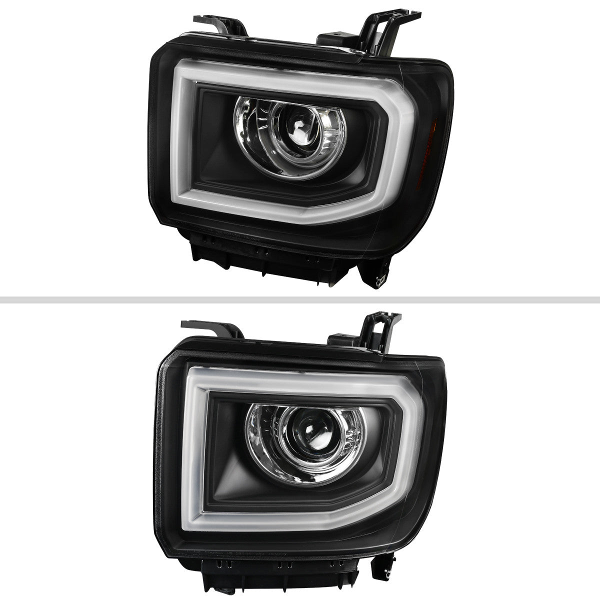 Spec-D Tuning - 2014-2019 GMC Sierra 1500/2500HD/3500HD LED Bar Projector Headlights w/ LED Turn Signal Lights (Chrome Housing/Clear Lens) - 2LHP-SIE14JM-TM
