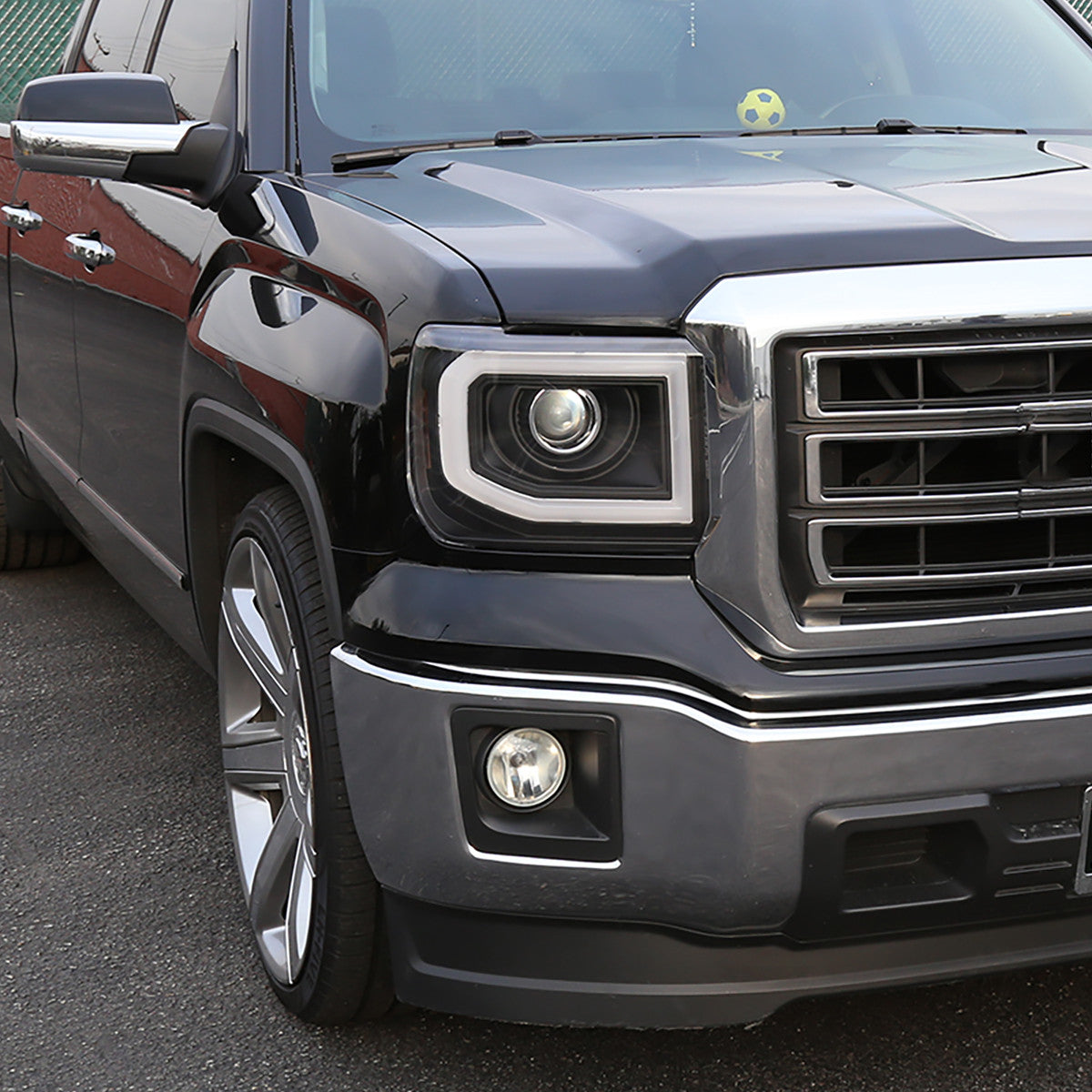 Spec-D Tuning - 2014-2019 GMC Sierra 1500/2500HD/3500HD LED Bar Projector Headlights w/ LED Turn Signal Lights (Chrome Housing/Clear Lens) - 2LHP-SIE14JM-TM