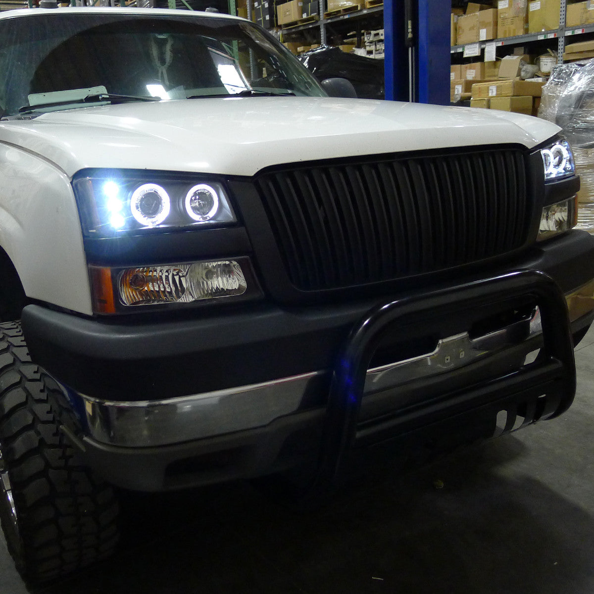 Spec-D Tuning - 2002-2006 Chevrolet Avalanche/ 2003-2007 Silverado Dual Halo Projector Headlights (Matte Black Housing/Clear Lens) - 2LHP-SIV03JM-TM