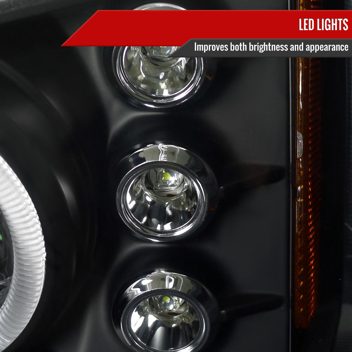 Spec-D Tuning - 2002-2006 Chevrolet Avalanche/ 2003-2007 Silverado Dual Halo Projector Headlights (Matte Black Housing/Clear Lens) - 2LHP-SIV03JM-TM