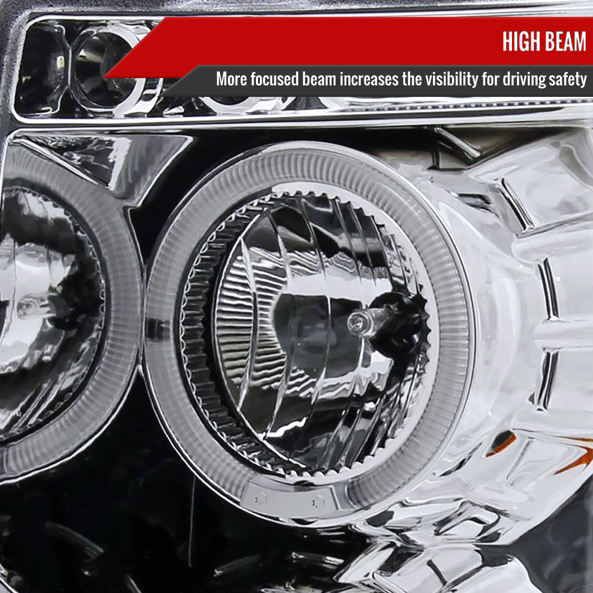 Spec-D Tuning - 2007-2013 Chevrolet Silverado 1500/ 2007-2014 Silverado 2500HD 3500HD Dual Halo Projector Headlights (Chrome Housing/Clear Lens) - 2LHP-SIV07-TM