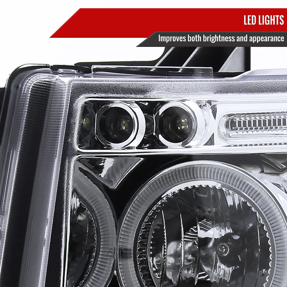 Spec-D Tuning - 2007-2013 Chevrolet Silverado 1500/ 2007-2014 Silverado 2500HD 3500HD Dual Halo Projector Headlights (Chrome Housing/Clear Lens) - 2LHP-SIV07-TM