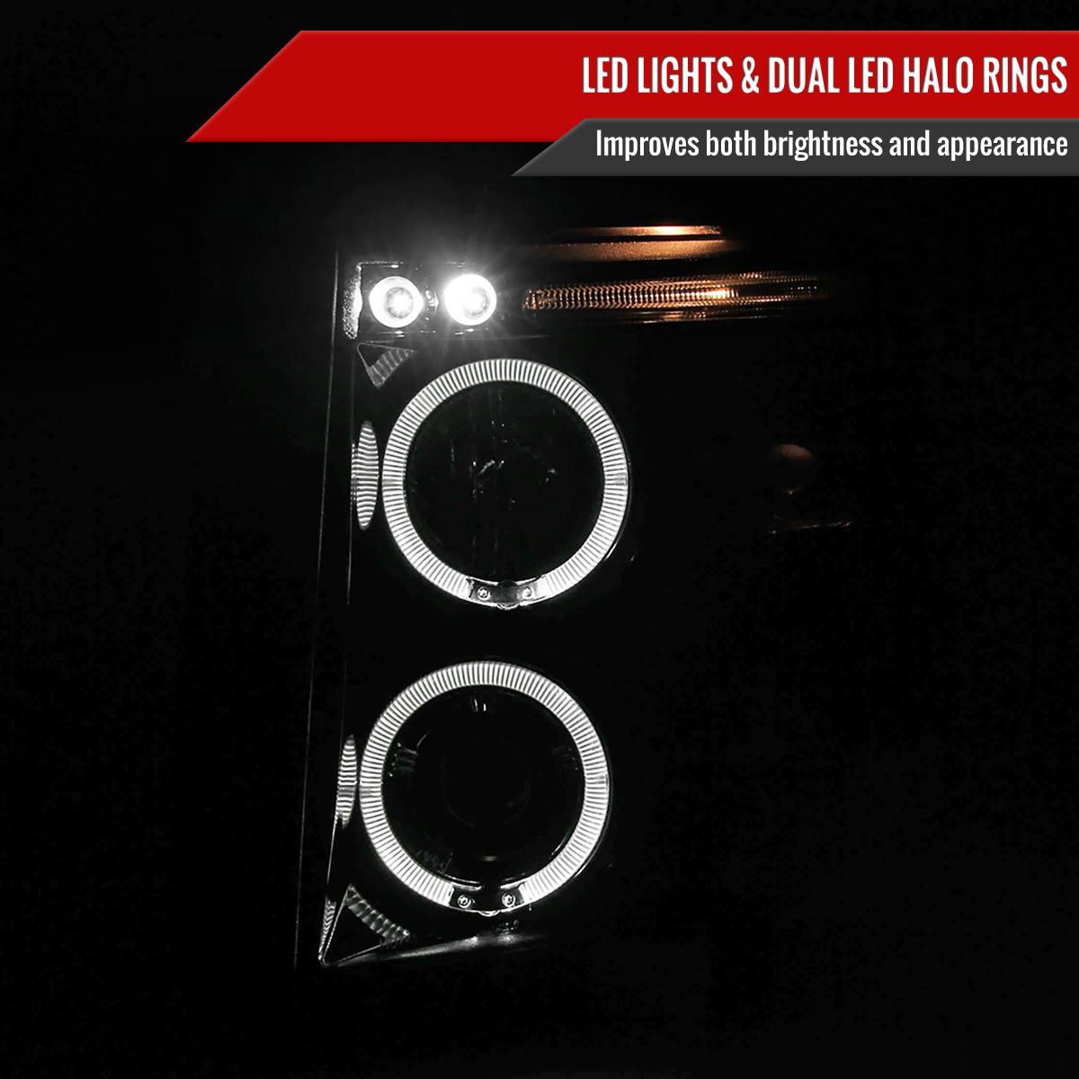 Spec-D Tuning - 2007-2013 Chevrolet Silverado 1500/ 2007-2014 Silverado 2500HD 3500HD Dual Halo Projector Headlights (Glossy Black Housing/Smoked Lens) - 2LHP-SIV07G-TM