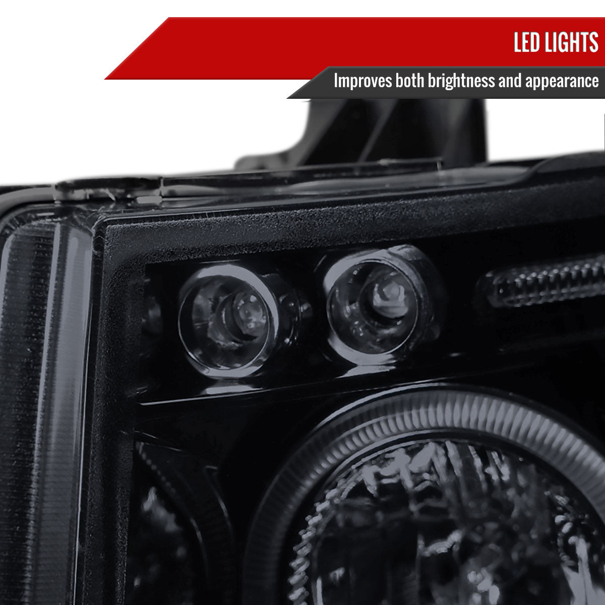 Spec-D Tuning - 2007-2013 Chevrolet Silverado 1500/ 2007-2014 Silverado 2500HD 3500HD Dual Halo Projector Headlights (Glossy Black Housing/Smoked Lens) - 2LHP-SIV07G-TM