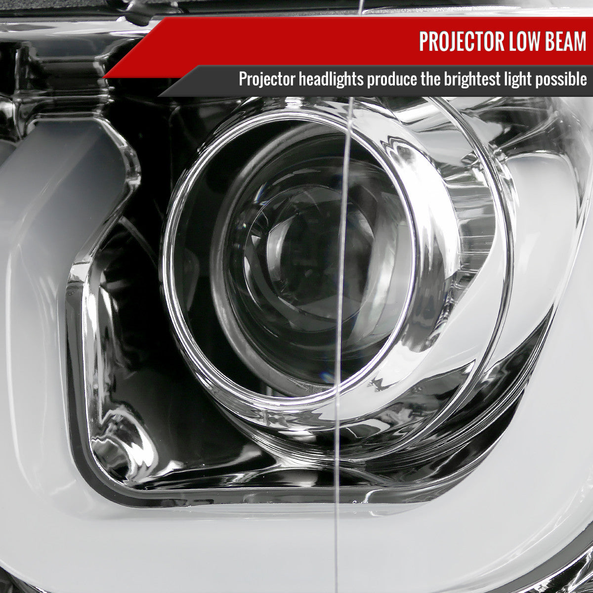 Spec-D Tuning - 2014-2015 Chevrolet Silverado 1500 Dual LED U-Bar Projector Headlights w/ LED Turn Signal Lights (Chrome Housing/Clear Lens) - 2LHP-SIV14-TM