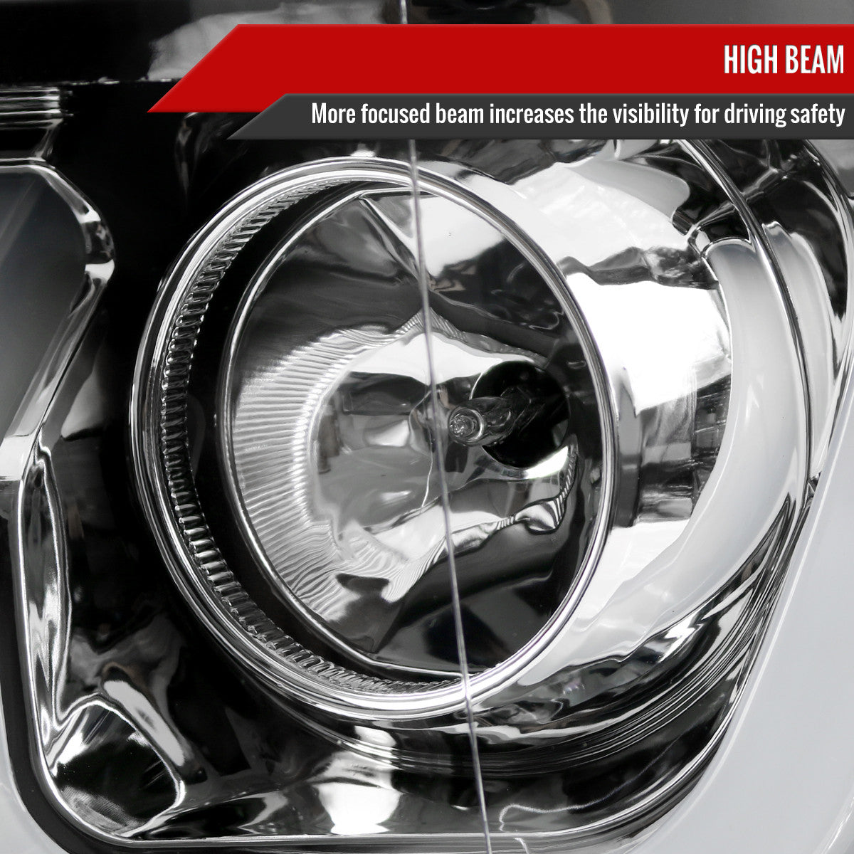 Spec-D Tuning - 2014-2015 Chevrolet Silverado 1500 Dual LED U-Bar Projector Headlights w/ LED Turn Signal Lights (Chrome Housing/Clear Lens) - 2LHP-SIV14-TM